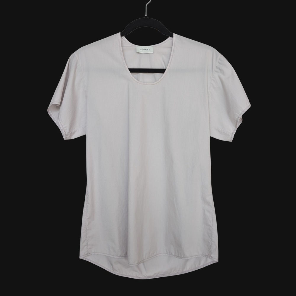 Lemaire Lilac Cotton Blouse Size 36 Minimalist Boxy Short Sleeve Top